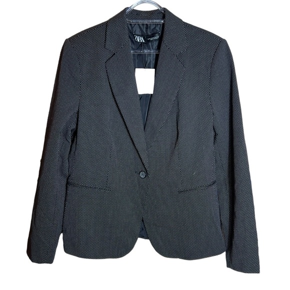 Zara Jackets & Blazers - Zara Polka Dot Black Blazer, NWT, Size EU42/US10